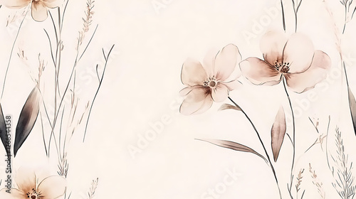 Watercolor hand drawn flowers seamless pattern