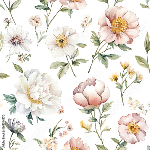 Fragment of colorful retro tapestry textile pattern with floral ornament useful as white background. Floral textile or cloth, macro shot. Fabric texture. tissue, textile, cloth, material, woven