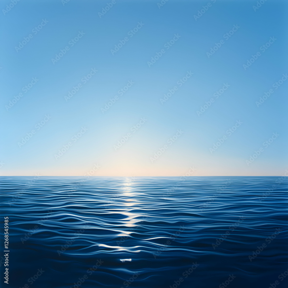 Obraz premium Tranquil Blue Ocean at Sunrise