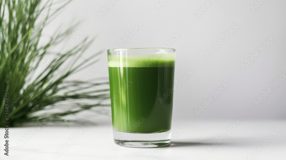 Refreshing Green Wheatgrass Juice in a Glass Refreshing Green Wheatgrass Juice in a Glass