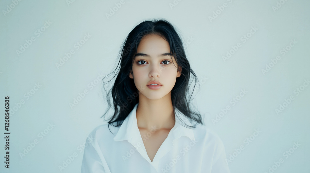 Close-up beauty captivating young woman in minimalist photography Close-up beauty captivating young woman in minimalist photography