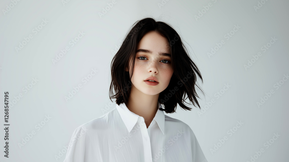 Fashion portrait of a young woman studio photography minimalist close-up beauty Fashion portrait of a young woman studio photography minimalist close-up beauty