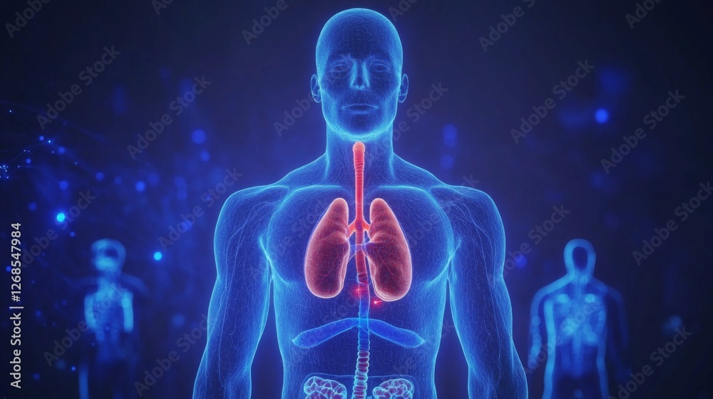 A high-quality D rendering of the human endocrine system, with clear focus on glands such as the thyroid, pituitary, and adrenal glands A high-quality D rendering of the human endocrine system, with clear focus on glands such as the thyroid, pituitary, and adrenal glands