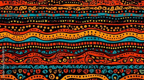 Vibrant tribal textile design, African pattern, background texture, fabric print