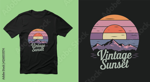vintage sunset t-  shirt design