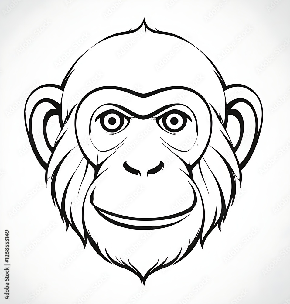 Obraz premium A monkey's head isolated on a white background, capturing its unique facial features and playful demeanor.