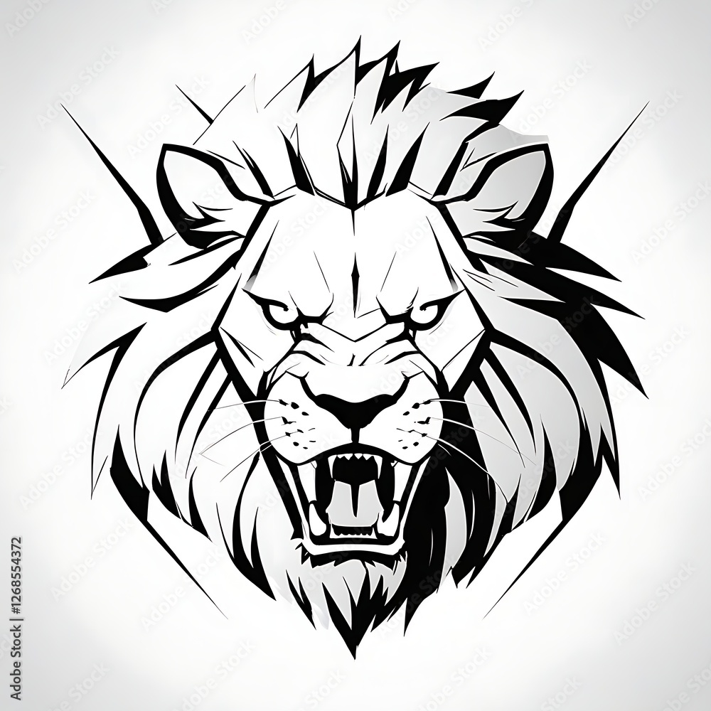 Fototapeta premium Capturing the essence of majesty and bravery in this lion head vector illustration