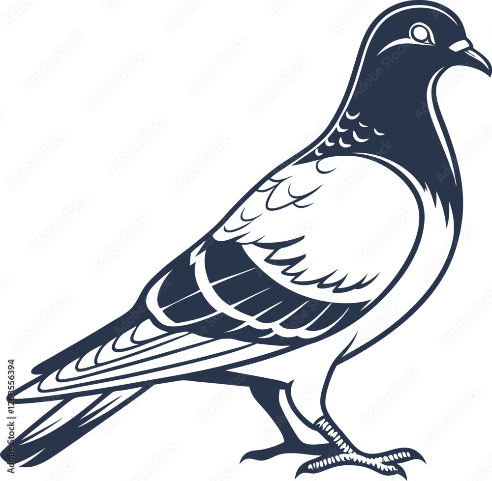 Obraz premium Pigeon Bird Silhouette Vector Illustration, Best Pigeon Icon