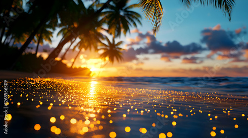Tranquil Tropical Sunset Beach Scene
