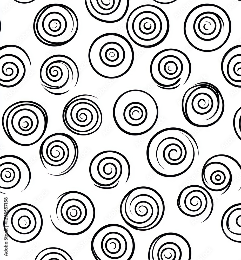 Black and White Swirl Pattern on a Minimalist White Background Black and White Swirl Pattern on a Minimalist White Background