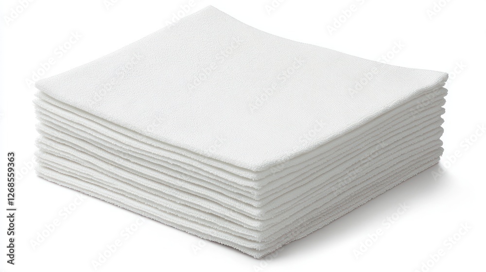 Stack of Clean White Cotton Cloths, Soft, Absorbent, and Ready for Use Stack of Clean White Cotton Cloths, Soft, Absorbent, and Ready for Use