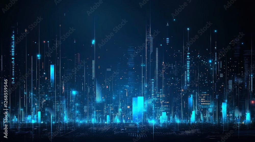 Futuristic Cityscape Digital Skyline at Night Futuristic Cityscape Digital Skyline at Night