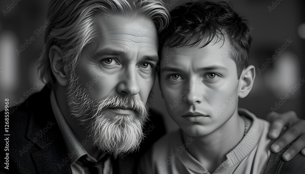 portrait of a young boy and man couple isolated on transparent background portrait of a young boy and man couple isolated on transparent background