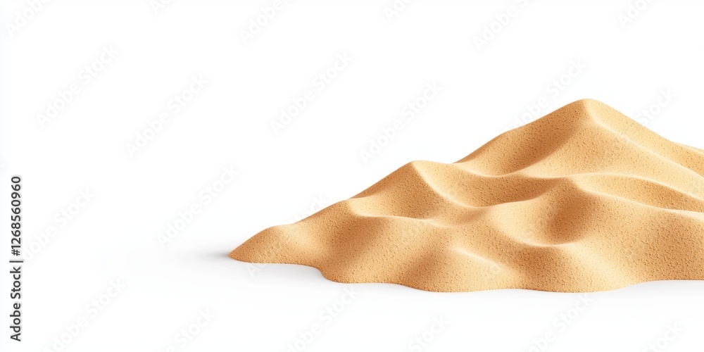 Naklejka premium Isolated pile of sand on a white background with detailed texture and structure of desert dune for design and background use