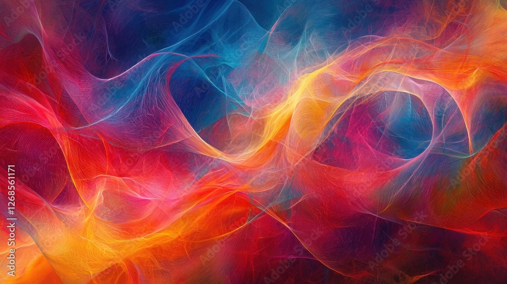 Obraz premium A mesmerizing display of colorful swirls in shades of red, blue, and yellow creates a captivating abstract artwork. The fluid motion and dynamic colors evoke emotion and energy