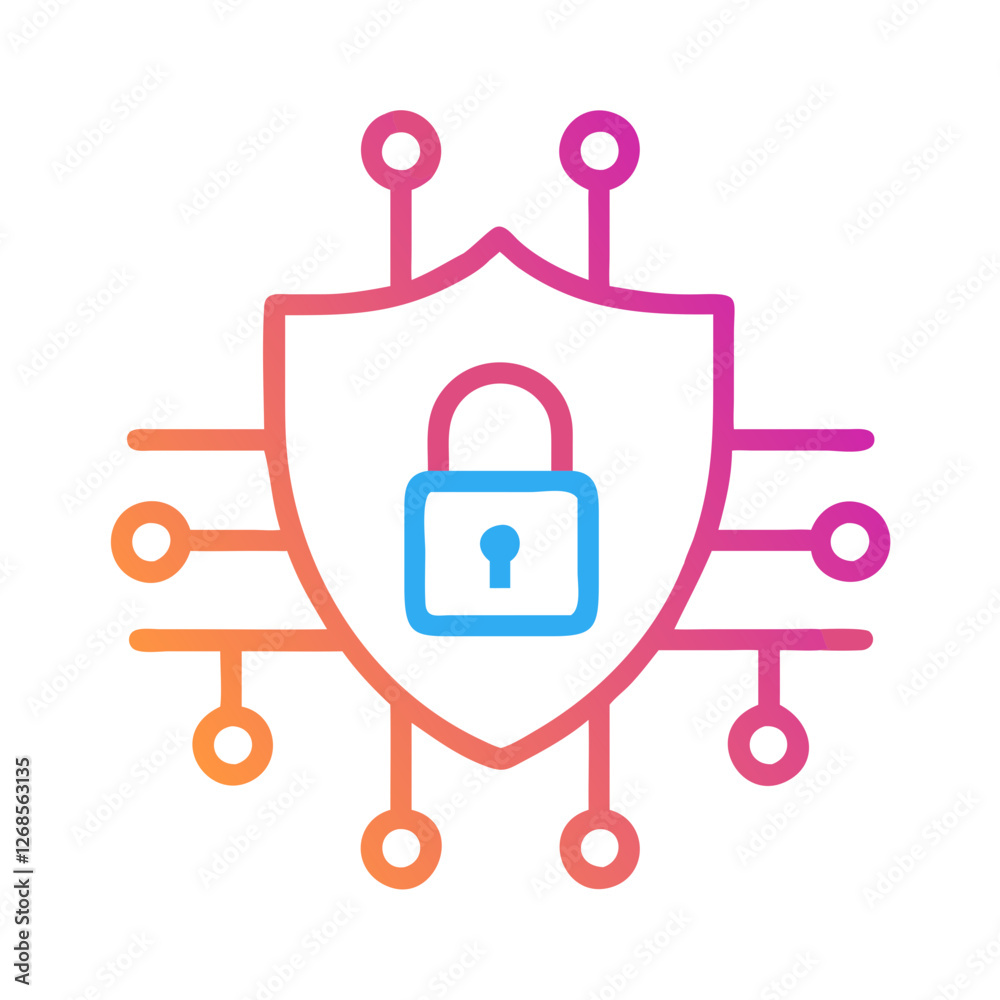 Cybersecurity Shield Icon Vector - Tech Symbol for Ransomware Defense Network Security. Cybersecurity Shield Icon Vector - Tech Symbol for Ransomware Defense Network Security.