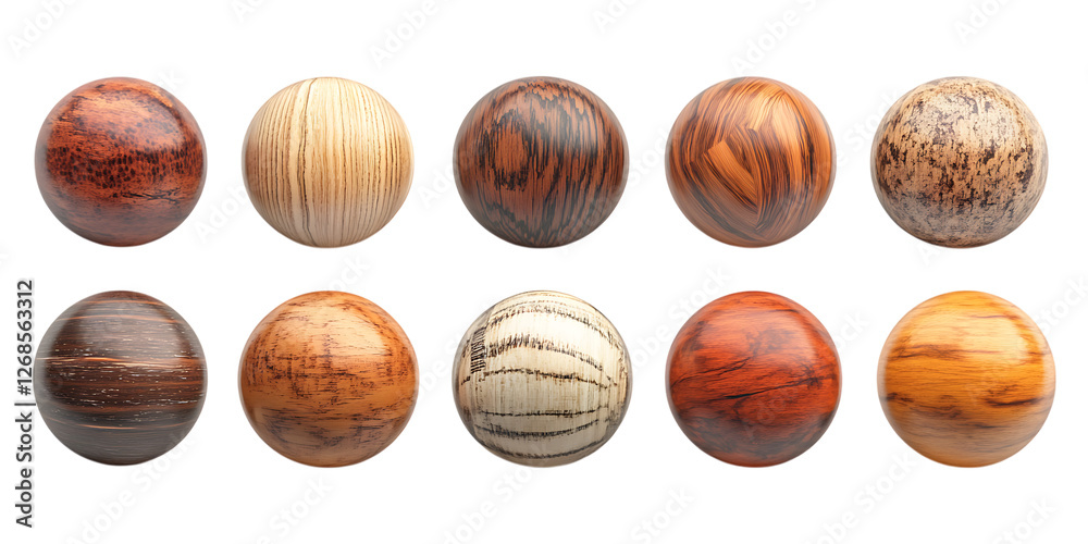 Set of Wooden Spheres PNG Against Transparent Background Set of Wooden Spheres PNG Against Transparent Background