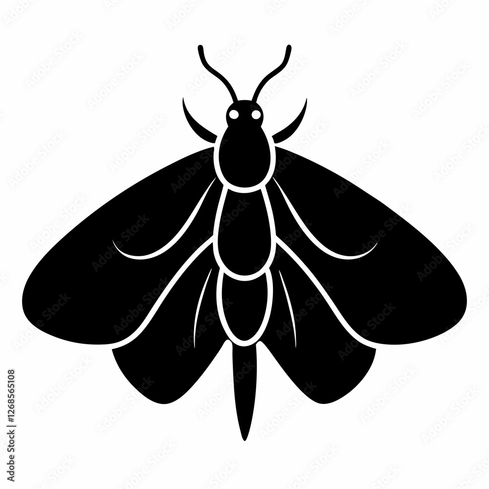 Minimalist Black Moth Silhouette Vector Minimalist Black Moth Silhouette Vector