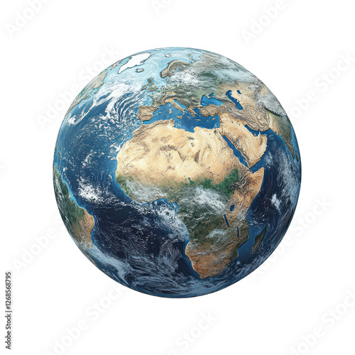 Earth Globe Planet View Space Blue Green Land Ocean, isolated on transparent background