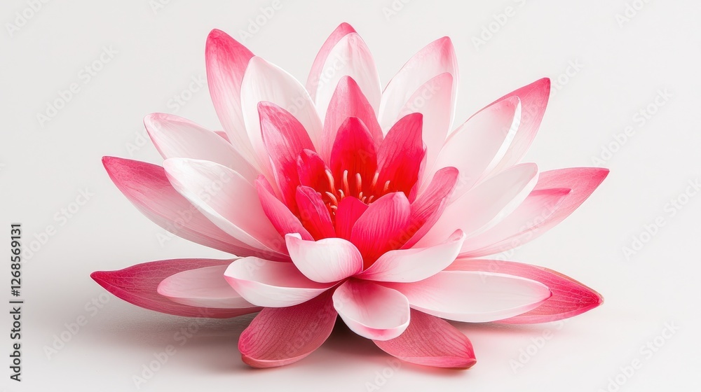 Obraz premium Pink lotus flower in full bloom isolated on a clean white background for wellness and spa concepts.