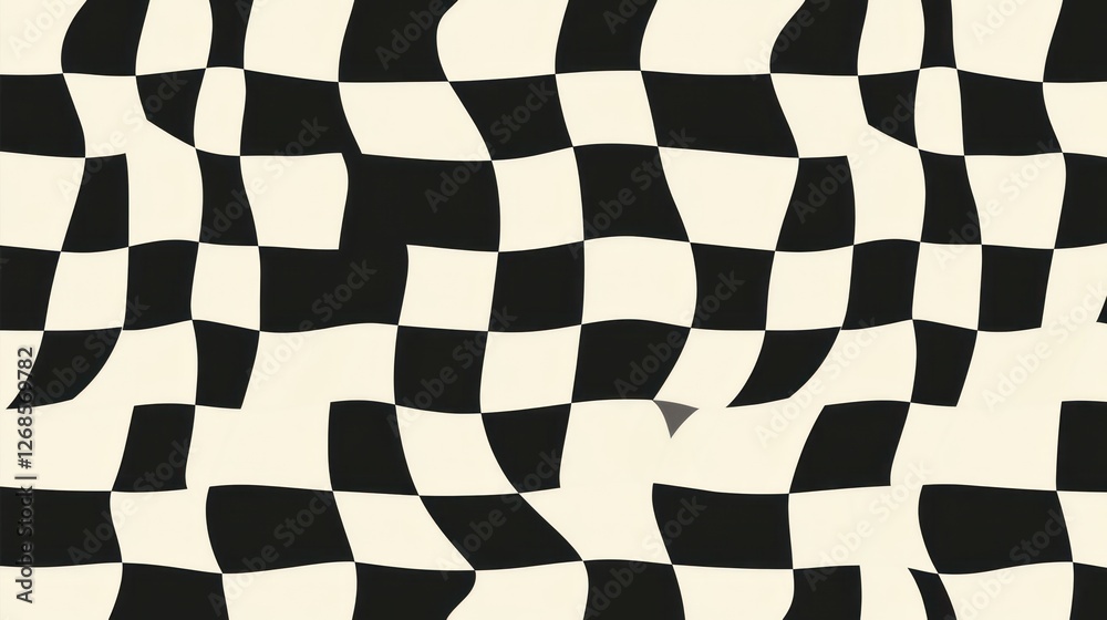 Fototapeta premium Abstract checkered pattern with wavy distortion effect.