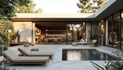 Modern Minimalist Villa with Poolside Relaxation