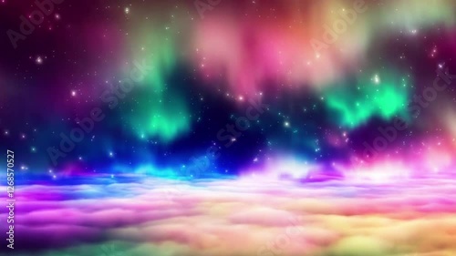 abstract background with colorful aurora and stars