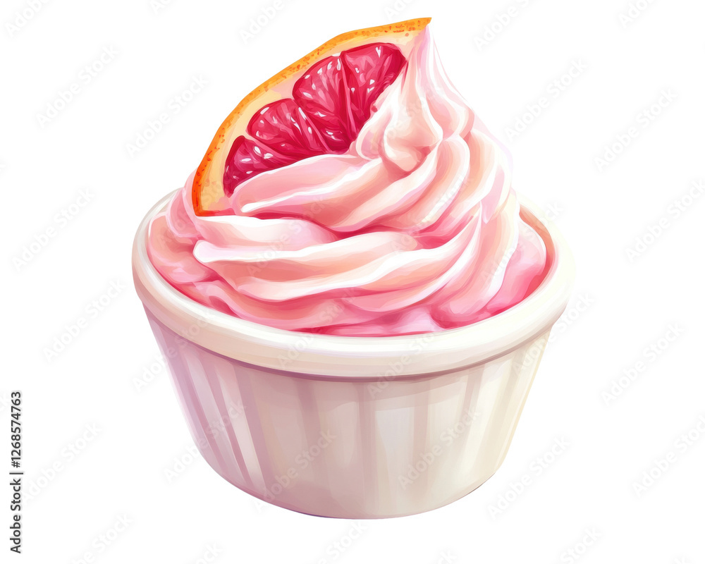 Delicious pink dessert with grapefruit slice Delicious pink dessert with grapefruit slice