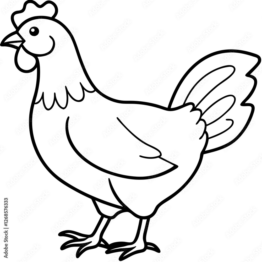 Minimalist Chicken Line Art Vector