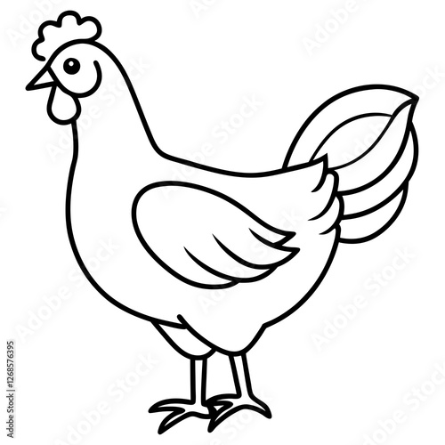 Minimalist Chicken Line Art Vector
