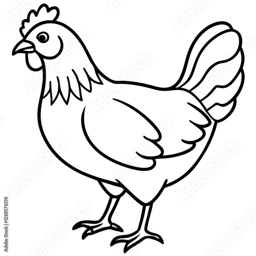 Minimalist Chicken Line Art Vector