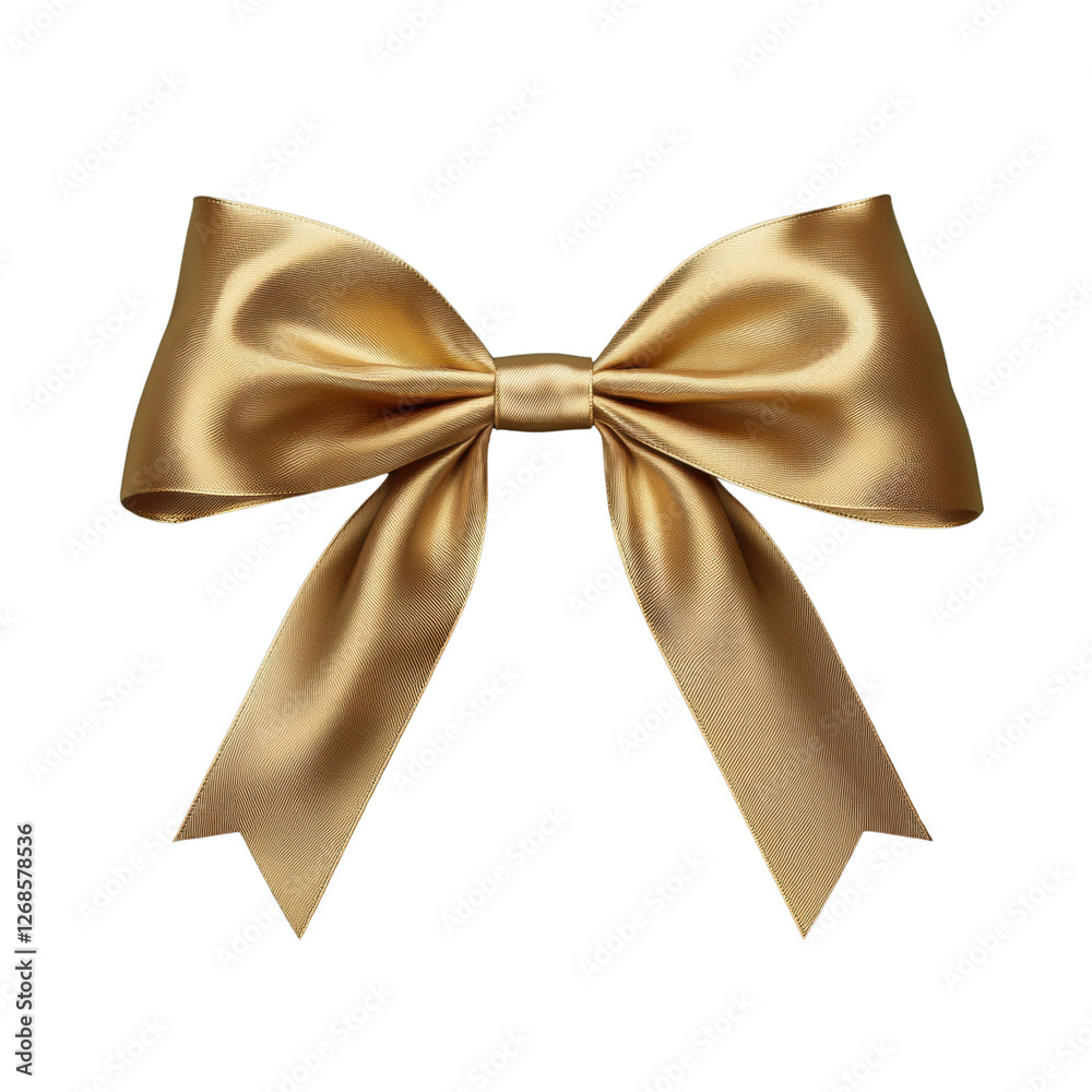 Naklejka premium Gold satin bow, white isolate background