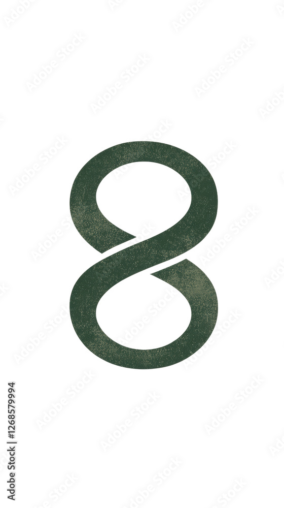 Green number eight on white isolated background
