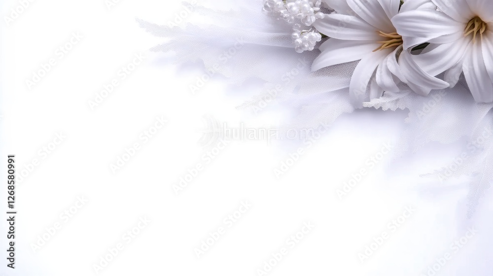 Obraz premium Elegant white flowers on a soft background, ideal for invitations or decor.