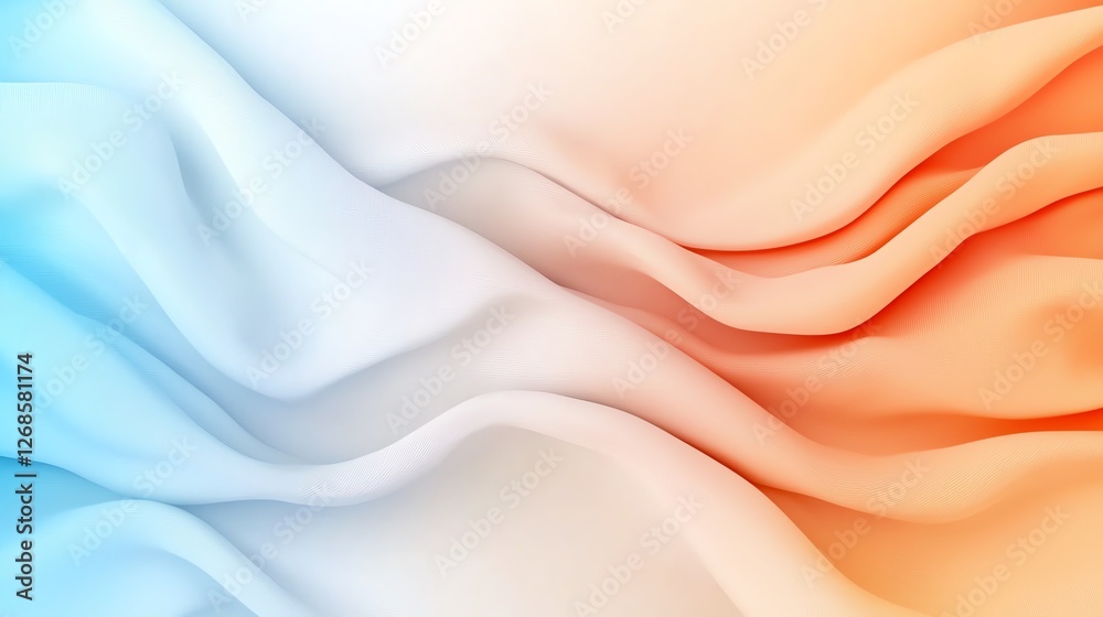 Fototapeta premium Abstract smooth waves in blue and orange tones, creating a calming and dynamic visual flow.