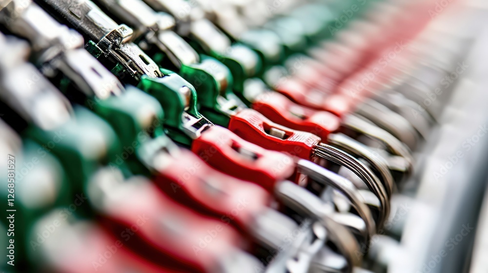 Abstract Close-up of Red and Green Metal Clips Abstract Close-up of Red and Green Metal Clips