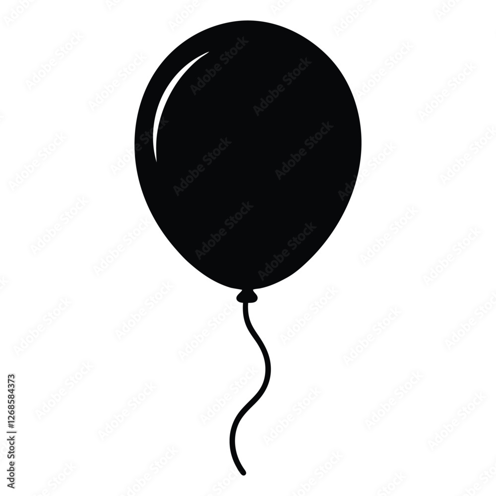 Floating Balloon Icon with Curly String Vector Illustration Isolated on White Background Floating Balloon Icon with Curly String Vector Illustration Isolated on White Background