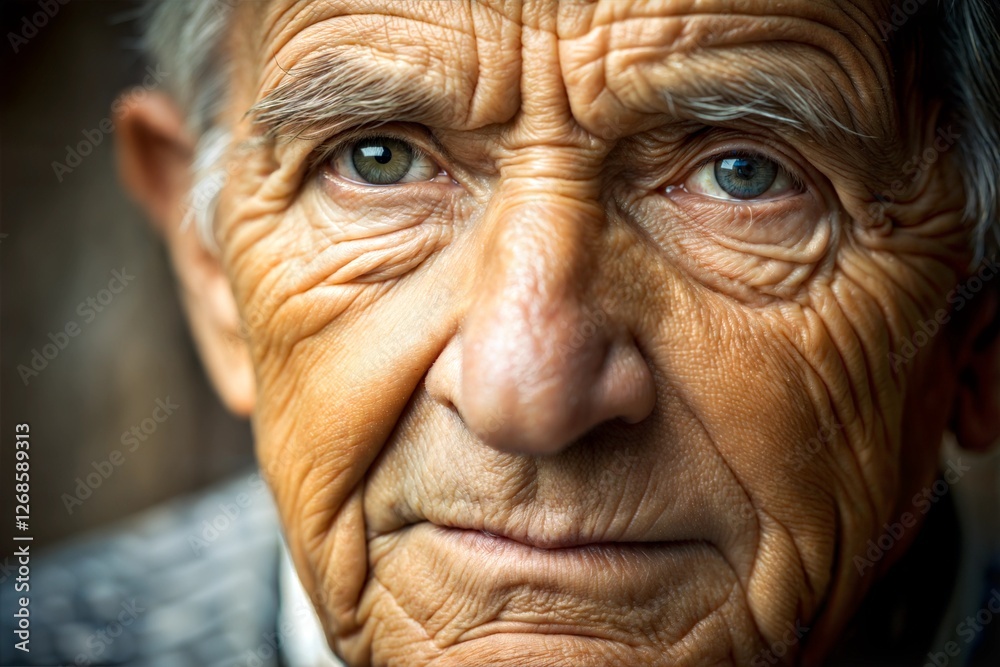 Close-up portrait of an elderly man his face telling story of wisdom and resilience Close-up portrait of an elderly man his face telling story of wisdom and resilience