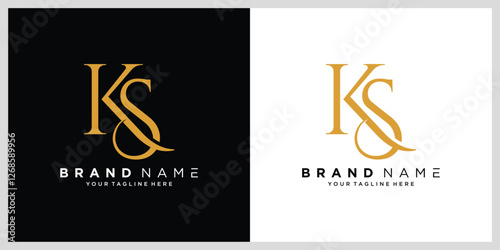 Luxury SK or KS Initial Monogram Text Letter Logo Design