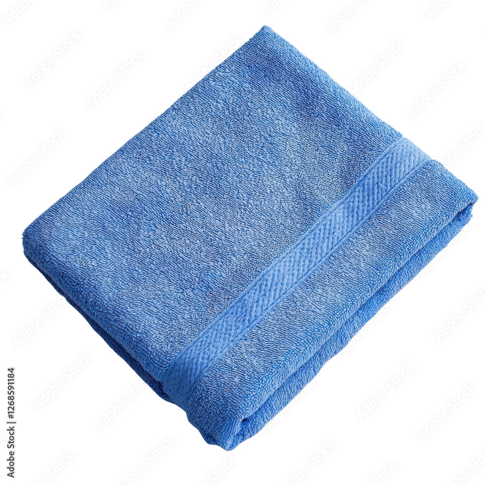 Soft blue towel on a white background Soft blue towel on a white background