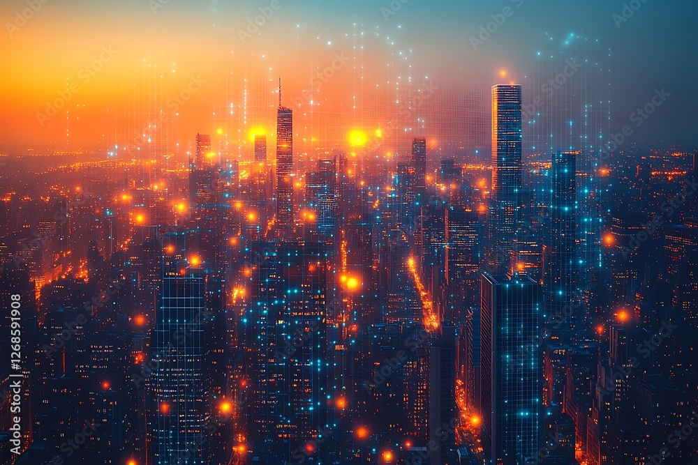 Fototapeta premium Smart city and digital transformation