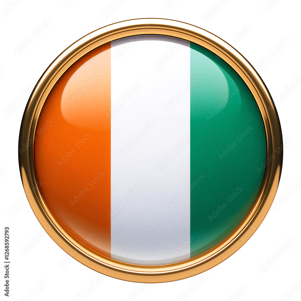 コートジボワールの国旗のブローチ。白背景。(Cote d'Ivoire flag brooch on white background.)
コートジボワールの国旗のブローチ。白背景。(Cote d'Ivoire flag brooch on white background.)