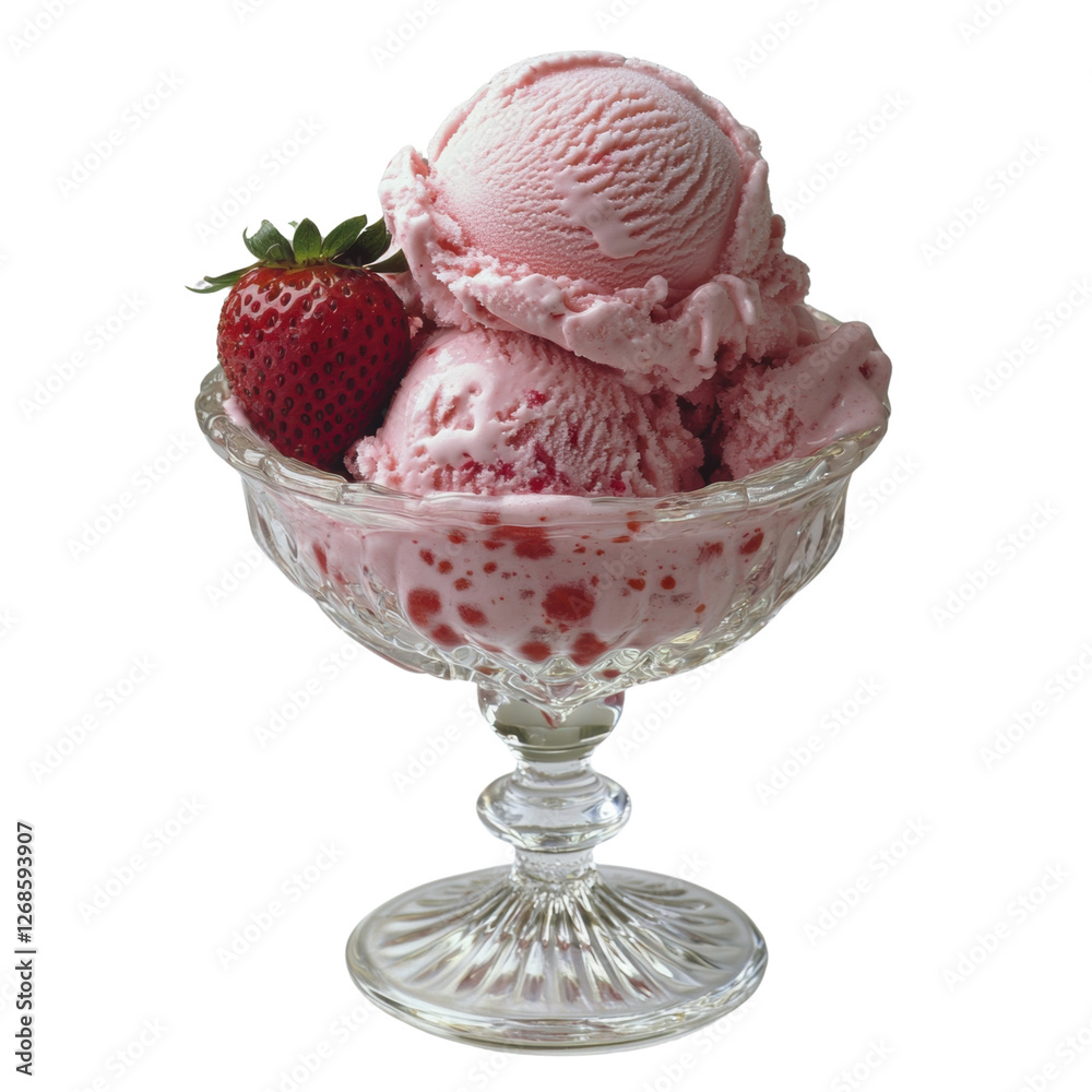 Strawberry ice cream in a glass bowl Strawberry ice cream in a glass bowl