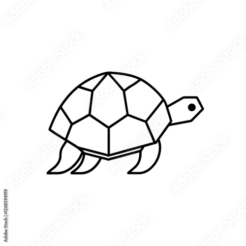 Minimalist Turtle Silhouette Vector Icon, Black and White Tortoise Logo Design