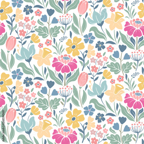 Wallpaper Mural Vector seamless pattern. Floral Easter spring background in pastel colors Torontodigital.ca
