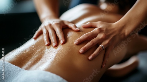 Wallpaper Mural In a serene spa atmosphere, a young woman receives a calming massage, enveloped in soft lighting that enhances her relaxation experience. The surroundings exude peace Torontodigital.ca