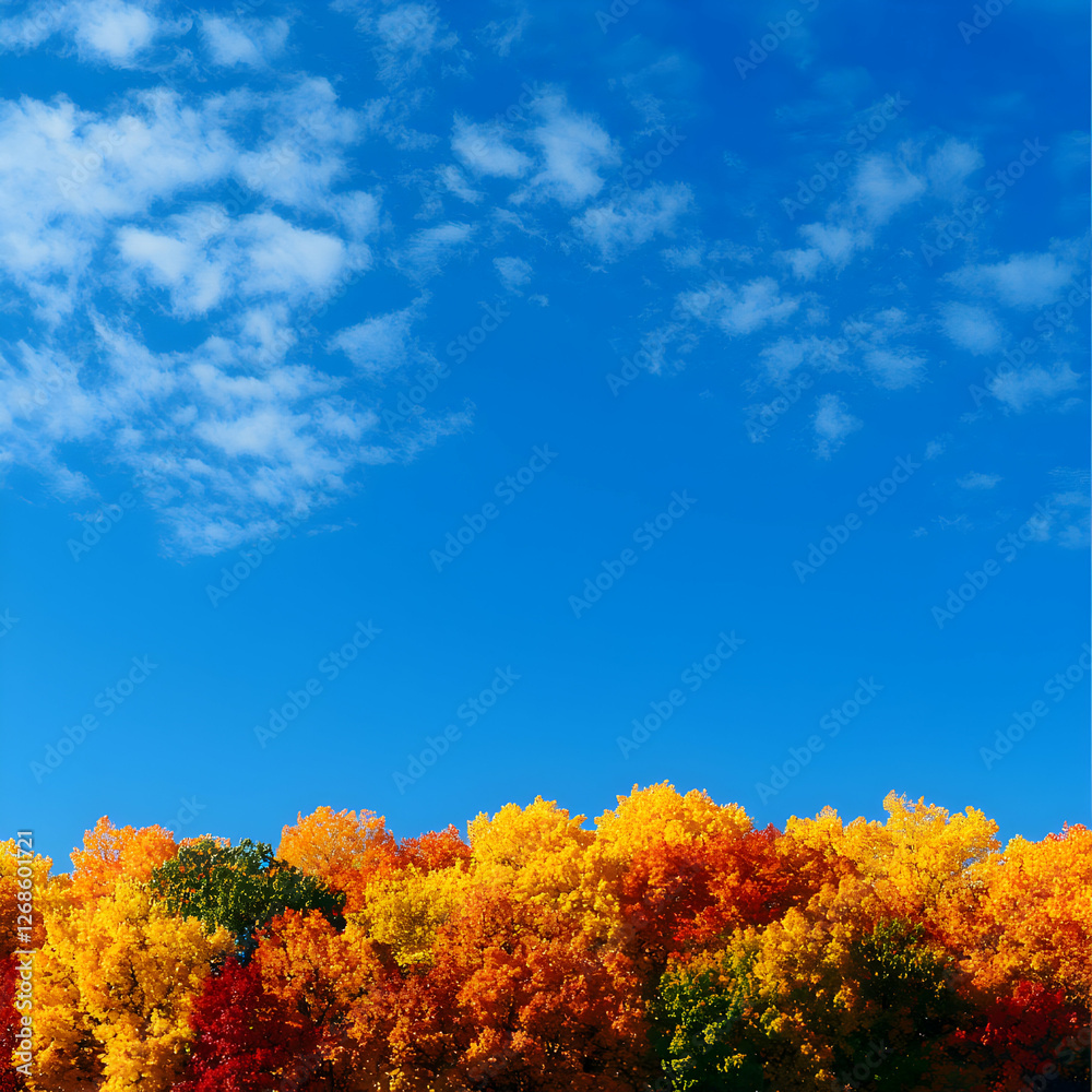 Fototapeta premium Vibrant Autumn Trees Against a Blue Sky
