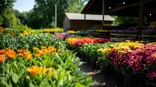 Wallpaper Mural Vibrant Colorful Flower Display at an Outdoor Nursery Torontodigital.ca