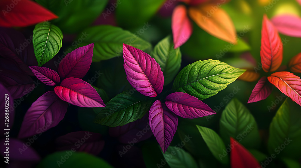Fototapeta premium Vibrant Colorful Leaves Closeup