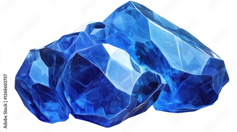 Obraz premium Blue Gemstones, Isolated, High Resolution Image, Digital Rendering